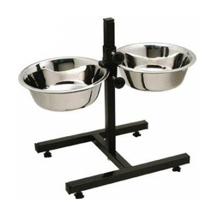Naaz Pet Supplies Adjustable Stainless Steel Double Diner Stand Bowls Food Feeding Pet Dog Bowls Color May Vary Round Stainless Steel Pet Bowl(2800 ml Black)