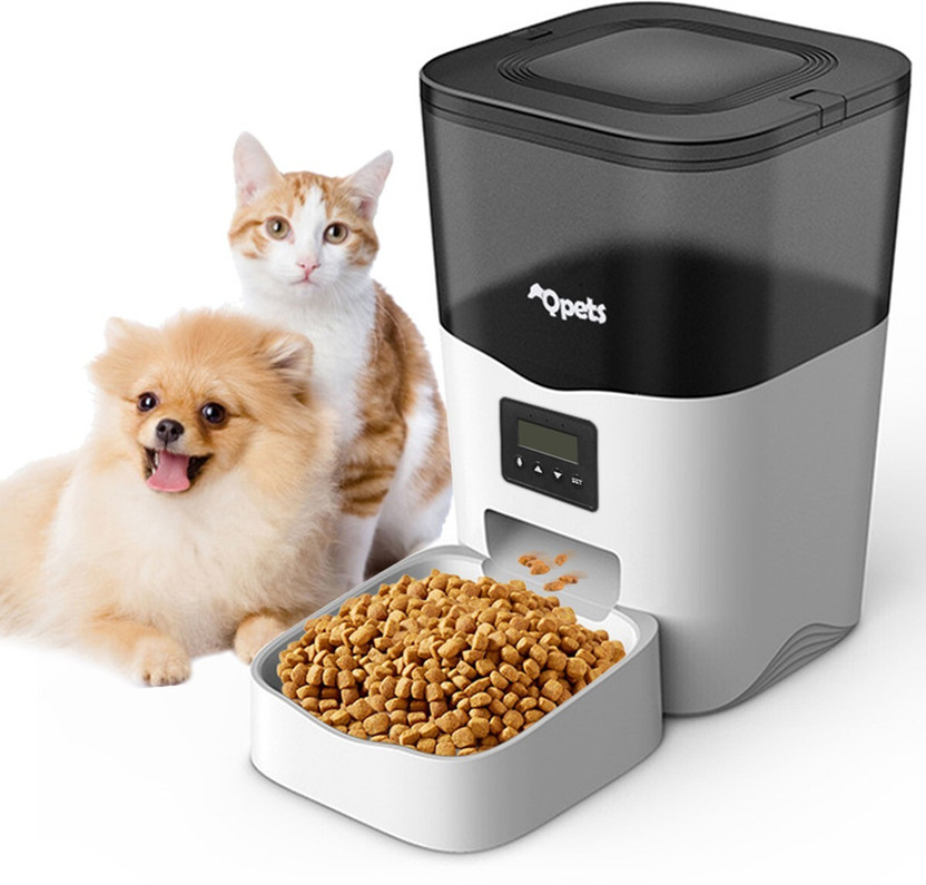Qpets 3L Automatic Cat Feeder with Voice Recorder, Auto Pet Feeder Programmable Time Pet Food Dispenser(80 kg)