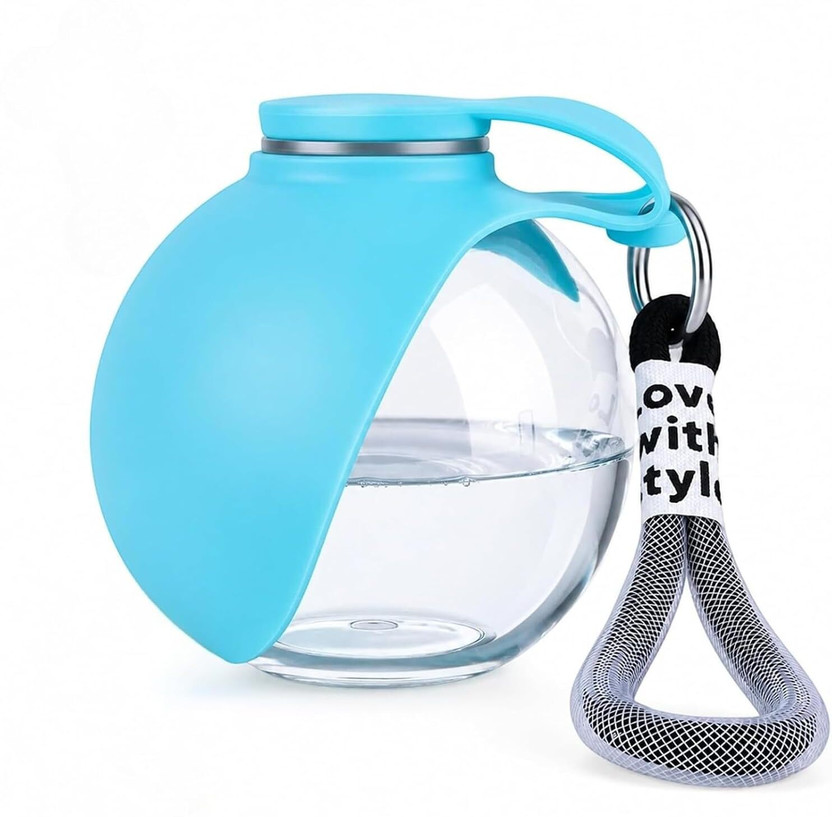 Voroly Portable Dog Water Bottle with Foldable Silicone Puppy & Cat Accessories Silicone, Steel Pet Bowl & Bottle(300 ml Blue)