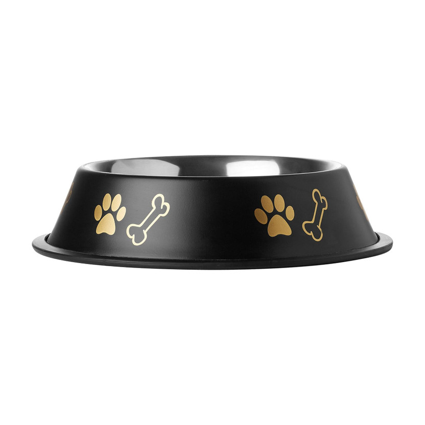 CIBO Super Anti Skid Pantone Design Dog Bowl (Medium, Black) Round Steel Pet Bowl(900 ml Black)