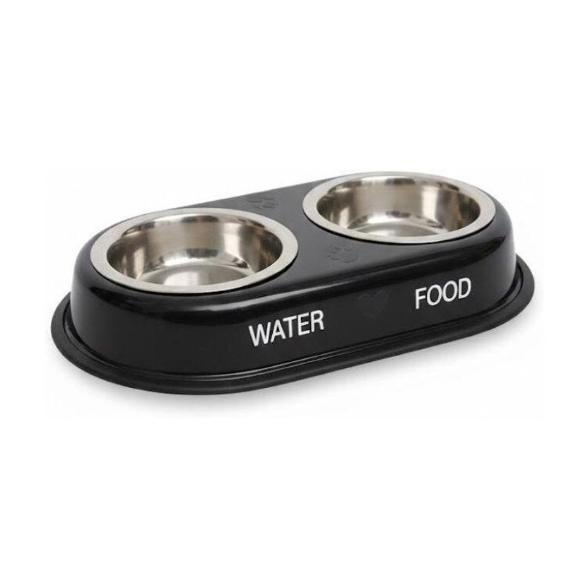 Brozoo Brozoo 2 in 1 Dog & Cat Feeding Bowl | Anti Skid Base | Stainless Steel Food & Water Steel, Plastic Pet Bowl(200 ml Black) - Flipkart Deal