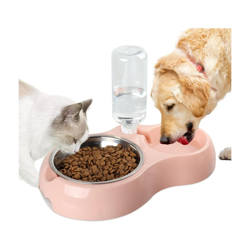 TRIVYOM Pets Food Bowl with Automatic Water Feeder for Small Medium Plastic Pet Bowl & Bottle(500 ml Multicolor)
