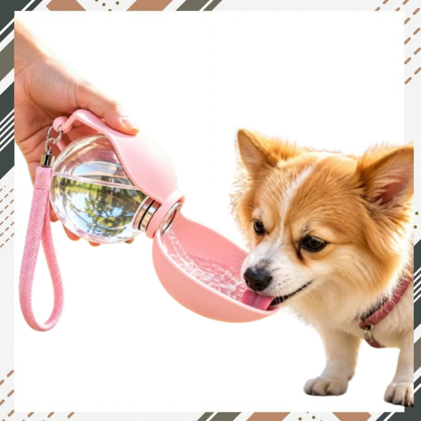CYK7 CYK7 PawMate Pink Dog Water Bottle with Convenient Drinking Tray Silicone Pet Bowl & Bottle(285 ml Pink) - Flipkart Deal