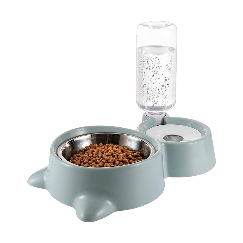 PetJoy 2 in 1 Pet Feeder Automatic Water Dispenser Bottle and Food Bowl For Dogs & Cats Plastic, Stainless Steel Pet Bowl & Bottle(250 ml Blue)