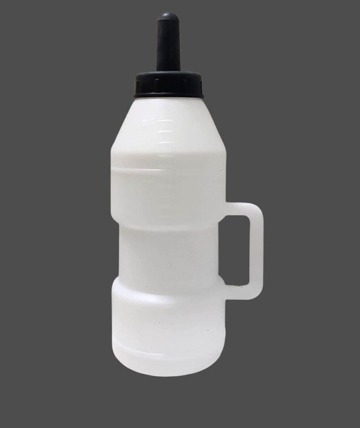 AWESOME STORE Calf Nursing Feeding Milk Bottle With Nipple Handle Cow Cattle Plastic Pet Bottle(2.5 L White)