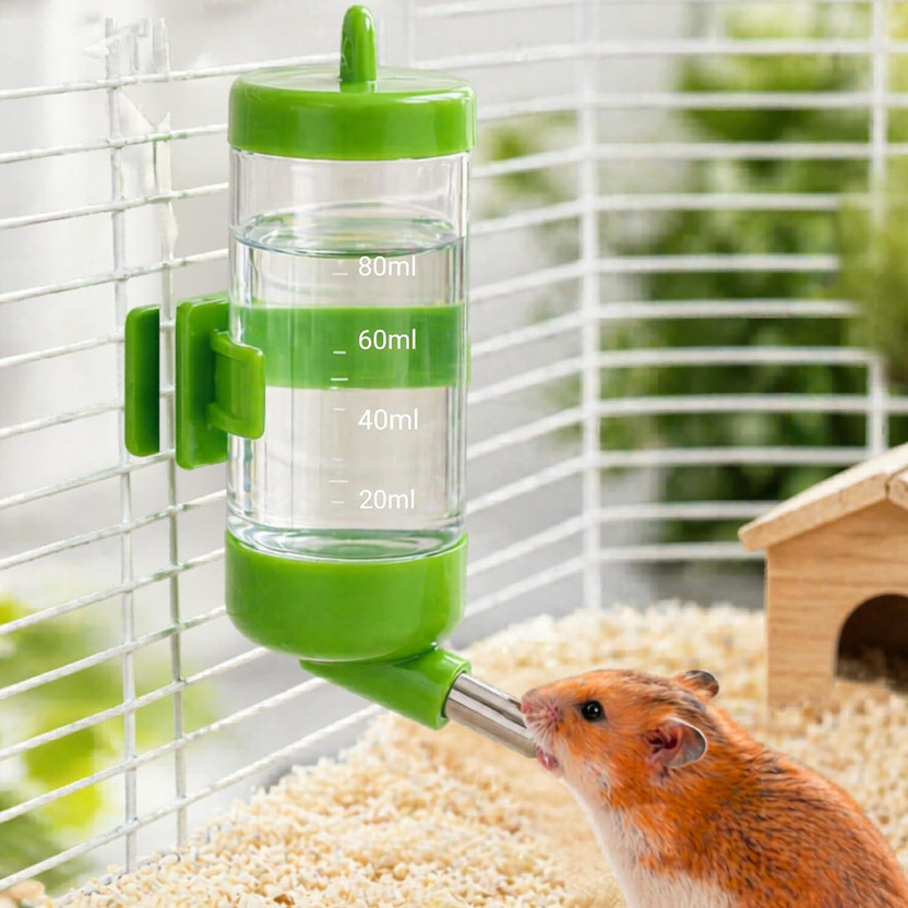 FinyPetz 80ML Hamster Water Bottle No Leak Steel Nozzle Cage Feeder Bottle Plastic Pet Bottle(80 ml Multicolor)