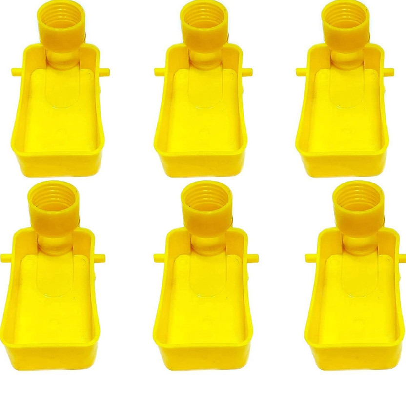 MARVIA Bird Food Feeder Automatic Food Feeder Cups for All Bottle , set of 6 Rectangle Plastic Pet Bowl(350 ml Yellow)