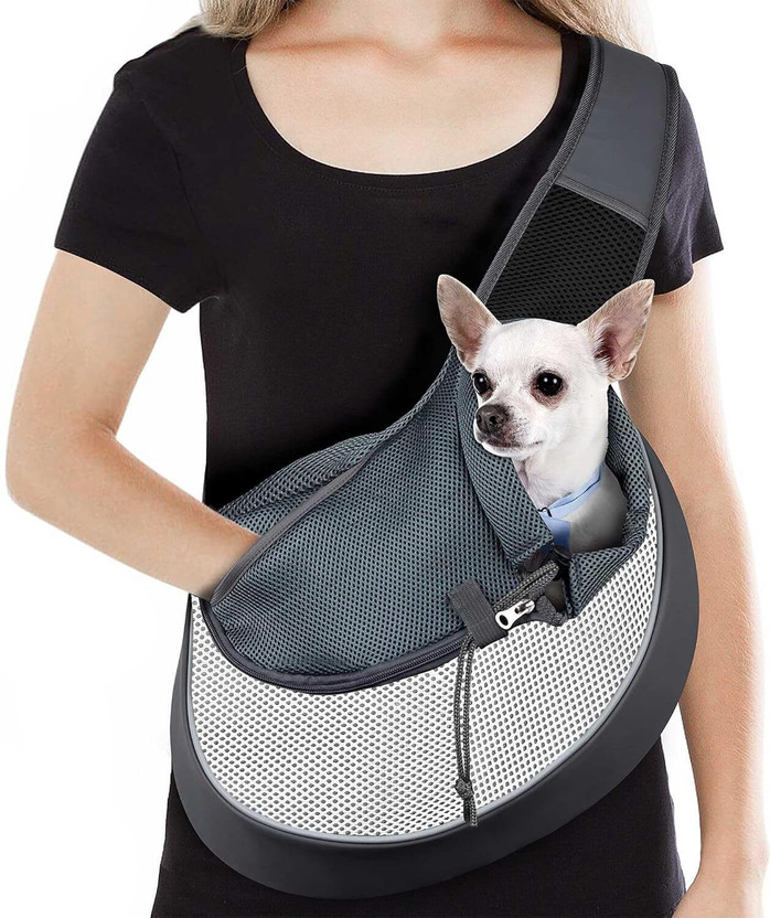 KRAPTICK Pet Sling Bag, Pet Carry Bag, Pet Travel Bag, Pet Tote Bag (Black & White) Backpack Pet Carrier(Suitable For Dog, Cat)