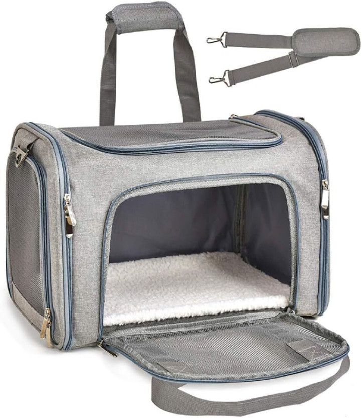 YYWOP 4U Puppies Pet Soft-Sided Mesh Pet Travel Carrier for Hiking, Outdoor Activities GREY Bike Pet Carrier(Suitable For Dog, Cat, Mouse)