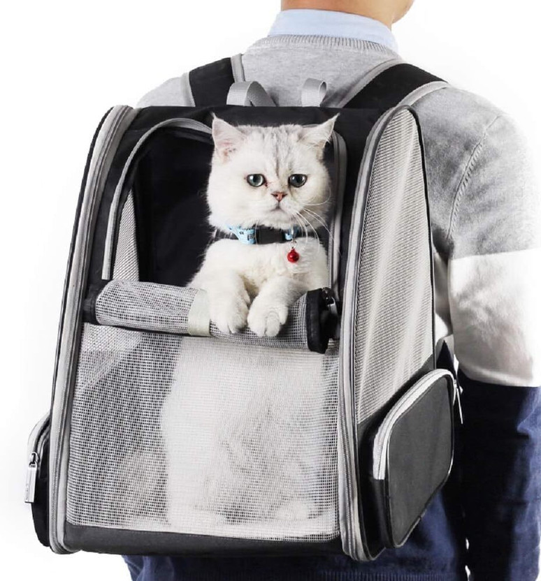 PARYAVARAN ONLINE STORE Foldable Pet Carrier Backpack for Dogs & Cats with Breathable Mesh Design Black Backpack Pet Carrier(Suitable For Cat, Dog)