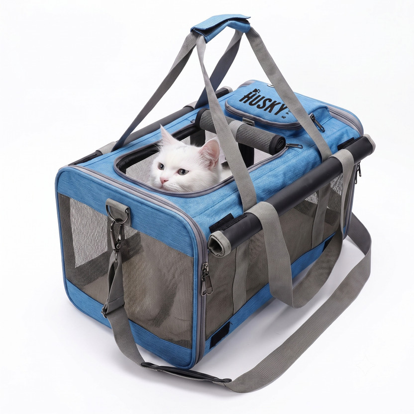 Husky Husky & Purr Pet Carrier Bag with Privacy Flap | Cat Carrier Pet Bag for Travel (Up to 9kgs) Blue Airline Pet Carrier(Suitable For Cat, Dog) - Flipkart Deal