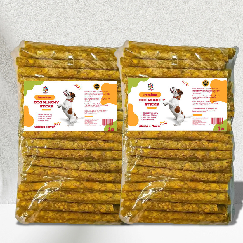 PetQila Dog Munchy Sticks Chicken Flavour | Strong Teeth & Gums | For All Breeds Chicken Dog Chew(2 kg, Pack of 2)