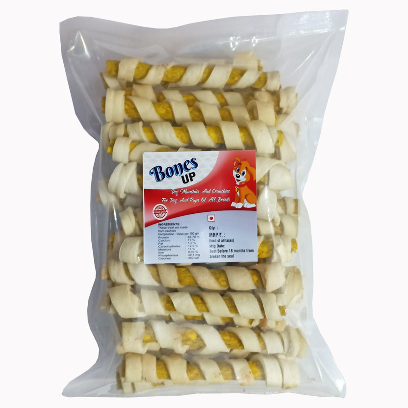 Bones UP Dog Chew Chicken Twirl Stick 450g, Twisted Spiral Sticks for Dog, Treats for Dog Chicken Dog Chew(0.45 kg, Pack of 1)