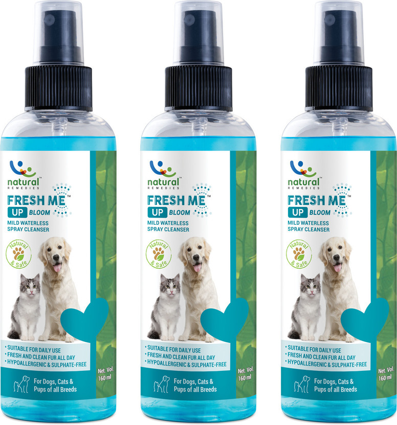 Natural Remedies Fresh Me Up Waterless Spray Cleanser for Dogs, Cats and Pups 160 ml (Pack of 3) 480 ml Pet Coat Cleanser(Suitable For Dog, Cat)