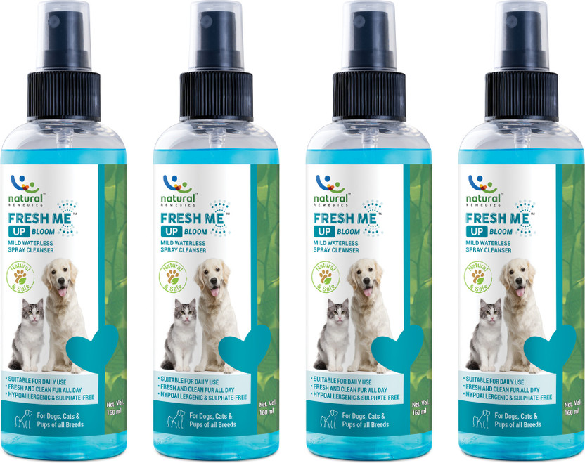 Natural Remedies Fresh Me Up Waterless Spray Cleanser for Dogs, Cats and Pups 160 ml (Pack of 4) 640 ml Pet Coat Cleanser(Suitable For Dog, Cat)
