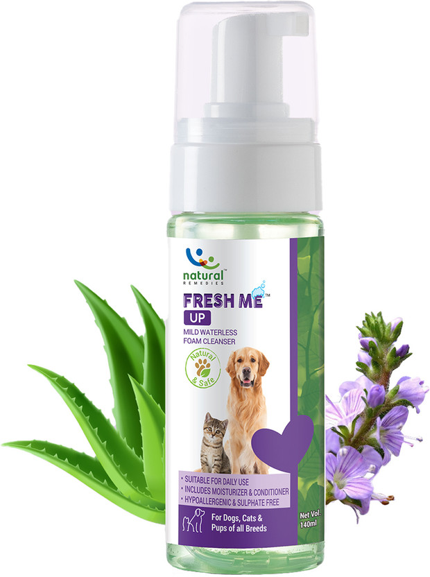 Natural Remedies Fresh Me Up Mild Waterless Foam Cleanser Dry Shampoo for Dogs & Cats 140 ml Pet Coat Cleanser(Suitable For Dog, Cat)