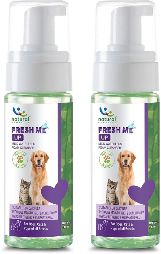 Natural Remedies Fresh Me Up Mild Waterless Foam Cleanser Dry Shampoo for Dogs & Cats, 140 ml x 2 280 ml Pet Coat Cleanser(Suitable For Dog, Cat)