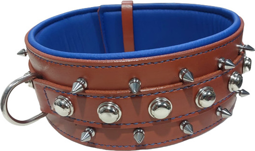 shagul shagul dog leather collar adjustable size 46-56 color black and ten available Dog Show Collar(Large, ten)