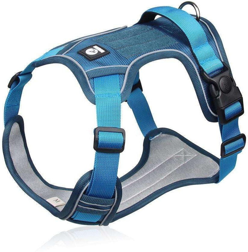 Subaka No Pull Dog Harness with Safety Reflective Strip Quick Release Buckle Adjustable Dog Reflective and LED Harness(Small, Sky Blue)
