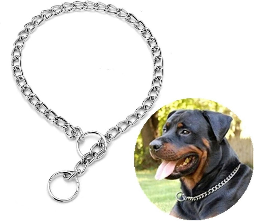WoofyPlanet 24-inch chrome-plated choke chain Durable, rust-proof,gentle on fur Dog Collar & Chain(35 - 50 cm, Silver)