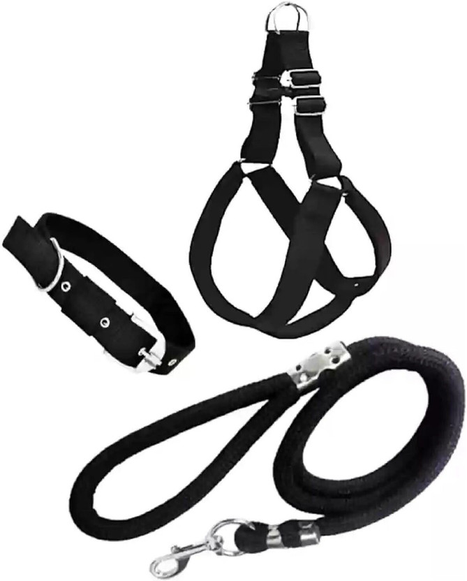 PetJoy No-Pull Dog Harness Combo | Adjustable, Waterproof Harness with Leash and Collar Dog Harness & Leash(Medium, Black)