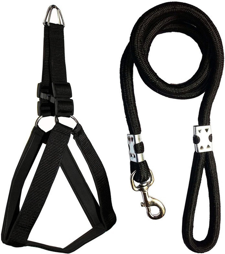 Smart Doggie Choke Free and Pulling Free Padded Easy Control Adjustable Dog Harness & Leash(Small, Black)