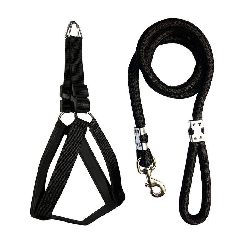 Smart Doggie Smart Doggie Dog Harness Chest Belt rope For large Dog color Black Dog Harness & Leash(Large, Black)