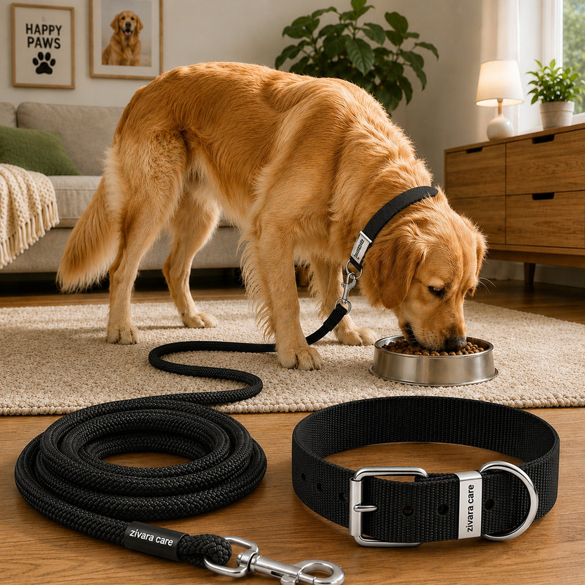ZIVARA CARE Dog Collar & Leash Combo Dog Collar & Leash(Large, Black)