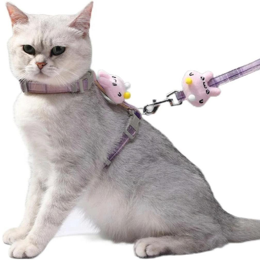 gustave Cat Harness with Leash Adjustable Soft Harness for Small Medium Cats Size S Cat Harness & Leash(Small, Berry Red)