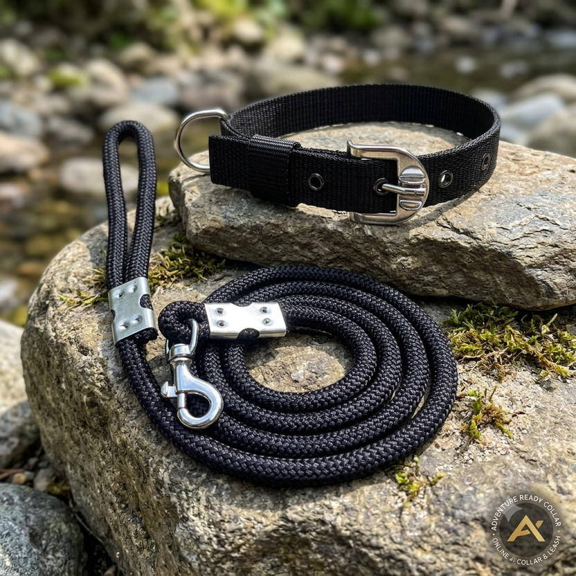 PETHUB MART Dog Belts Set – Heavy Quality 12mm Dog Leash with 1 Inch Adjustable Dog Collar Dog & Cat Collar & Leash(Large, Z Black)