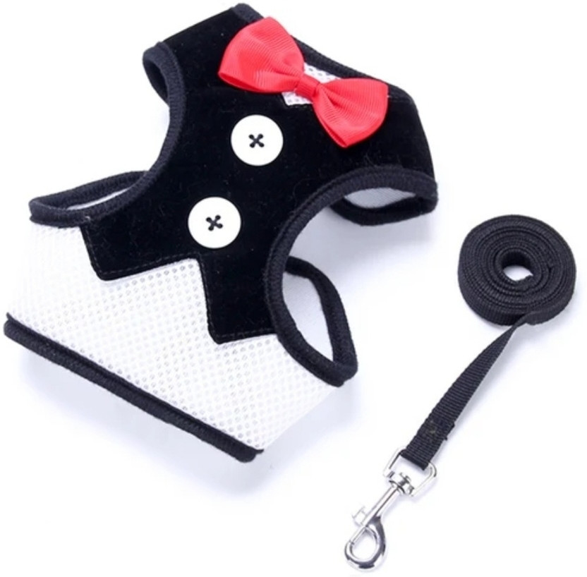FLOSTRAIN Black pet harness Dog & Cat Harness & Leash(Medium, black)