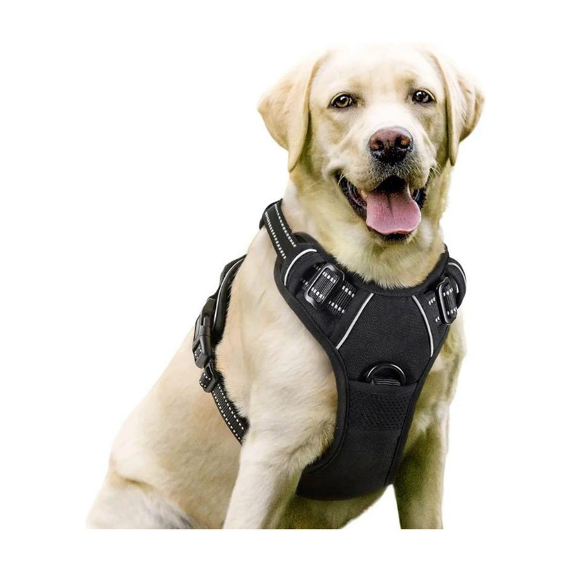 Subaka Subaka Dog Double Body Harness For All Breed Dog Sizes Dog Buckle Harness(Medium, Black)