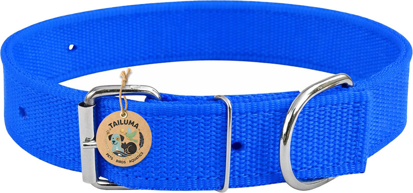 Tailuma Adjustable Nylon Dog Collar | Durable & Comfortable Neck Belt 1.25 Inch Dog Everyday Collar(Large, Blue)