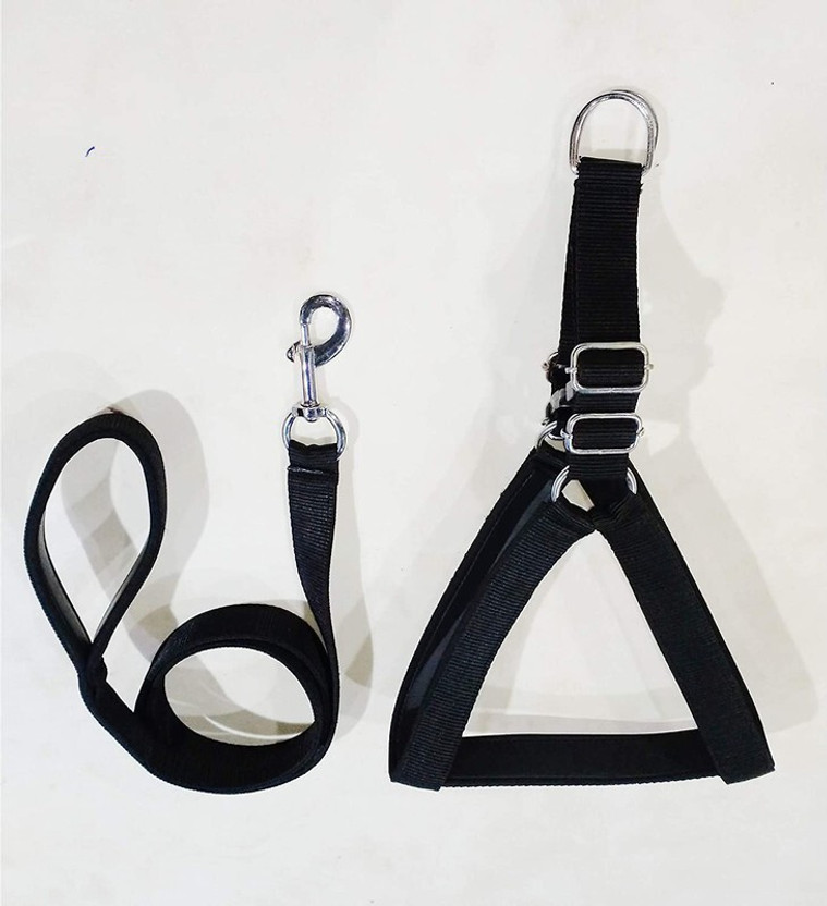 Smart Doggie Combo of Adjustable Dog Harness Chest Belt and Leash for Medium Dog Harness & Leash(Medium, Black)