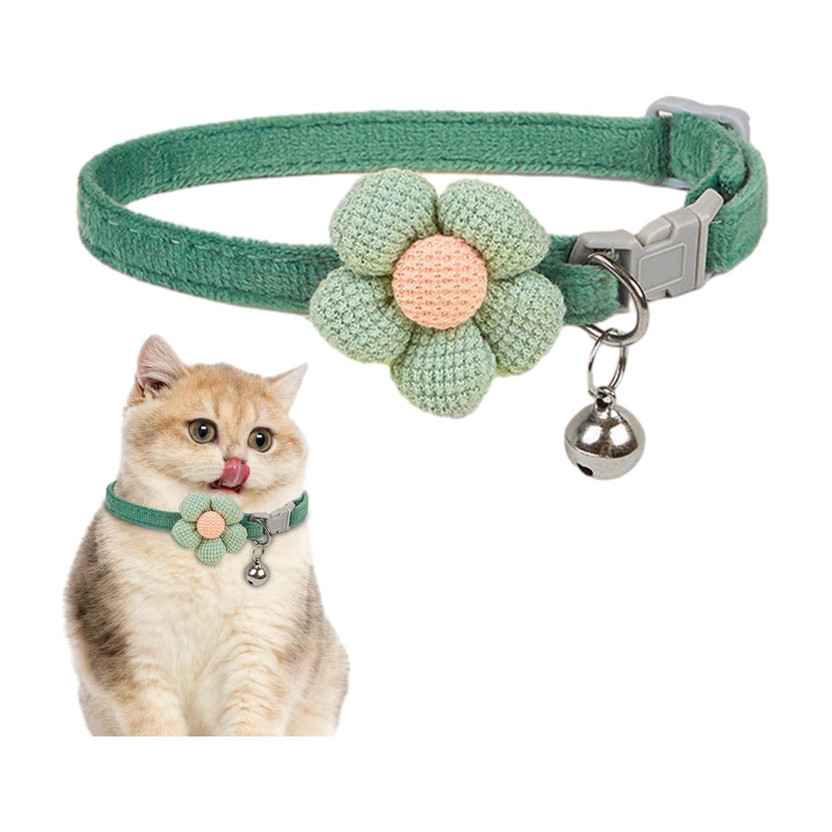 gustave gustave Cat Collar Pet Collar Cute Flower Collar with Bell Lovely Cat Collar Soft Plush Cat Break Away Collar(Small, Green) - Flipkart Deal