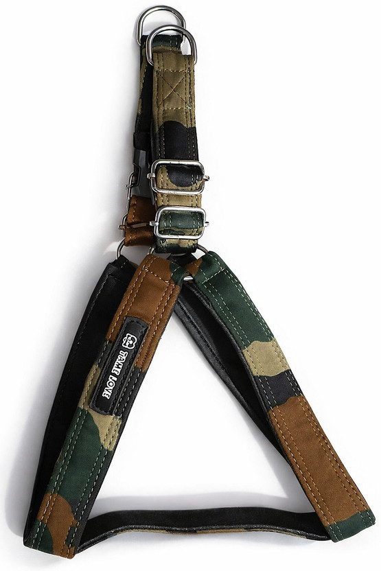 Tame Love Premium Quality Padded Harness and Leash Chest Belt Dog Training Harness(Medium, Army Colour)