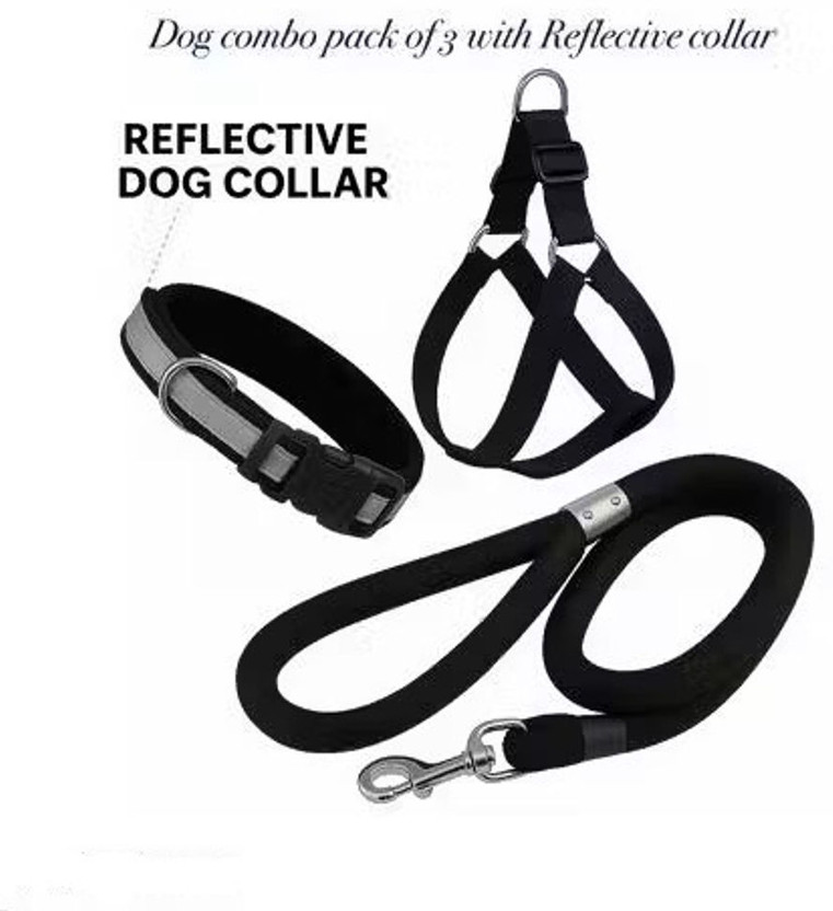 SENAPATI SENAPATI Reflecting dog coller and Harness Rope (Black Medium) Dog Harness & Leash(Medium, BLACK)