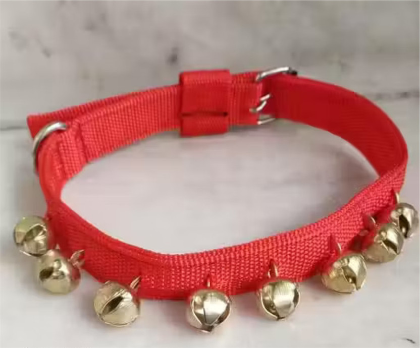 S.Blaze Dog Ghungroo Collar Adjustable Comfortable for Dog Everyday Collar(Large, RED)