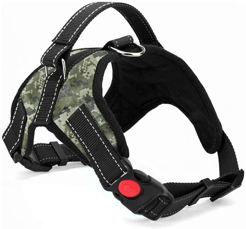 Berlin's Adjustable Dog Harness with D-ring/Soft Padded Dog Harness/Camouflage Harness Dog Buckle Harness(Large, Military)
