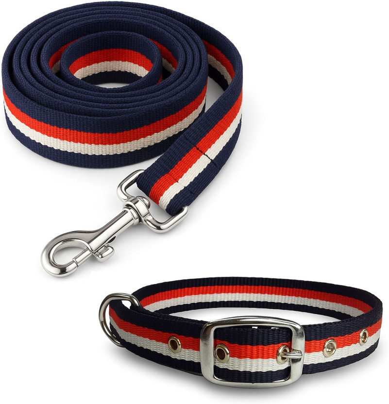 Om Leather Product OLP High-Quality Nylon Dog Leash & Collar for Medium & Large Dogs Dog Collar & Leash(Medium, Multicolor)