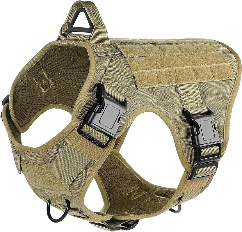 Paw Prints Dog Training Harness(Medium, Brown, Tactical Dog Harness, No-Pull Pet Harness Adjustable Outdoor)