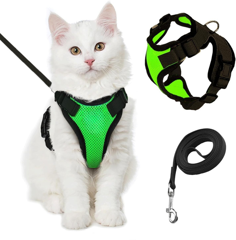 Berlin's Escape Proof No Pull Cat Harness with Leash for Outdoor, Walking Cat Harness Cat Harness & Leash(Extra Small, Parrot Green)