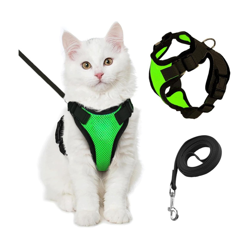 Berlin's Escape Proof No Pull Cat Harness with Leash for Outdoor, Walking Cat Harness Cat Harness & Leash(Extra Small, Parrot Green)