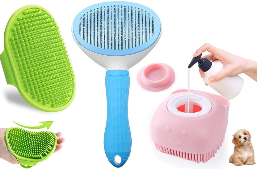 chullbull pet products Dog Grooming Kit - Pet Grooming Kit - Dog Combo Set - Dog Brush Combo - Dog Kit Slicker Brushes for  Dog & Cat