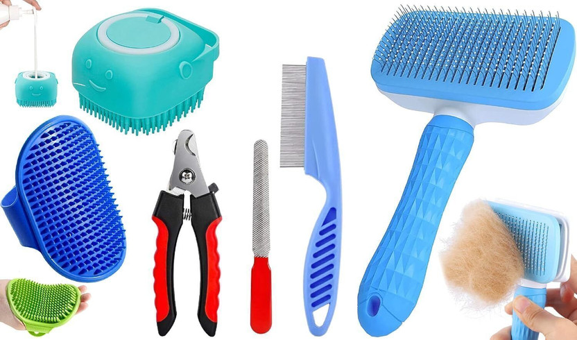 Jay Fashion Bazar Pet Grooming Combo 5 in 1 Kit for Dogs & Cats Slicker Brushes for  Dog & Cat