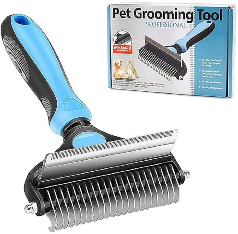 Maune Hub 2 in 1 Deshedding Tool & Dematting Undercoat Rake for Mats & Tangles Removing Slicker Brushes for  Dog, Cat, Horse