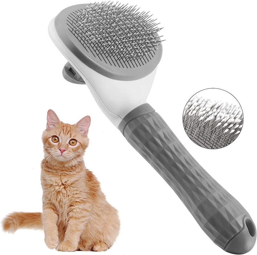 W9 Pet Products Grooming & Cleaning Auto Slicker Shedding Brush for Dog & Cat-Grey Slicker Brushes for  Dog & Cat