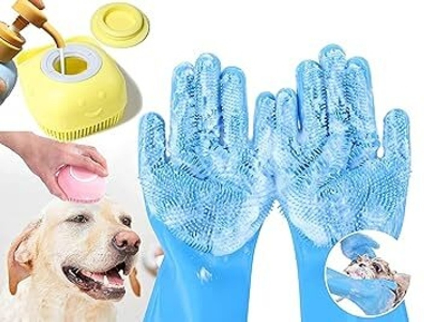 Shreeyogi Pet Grooming Bath Soft Brush Shampoo Dispenser & gloves, Grooming Accessories Basic Comb for  Cow, Dog & Cat, Horse, Rabbit