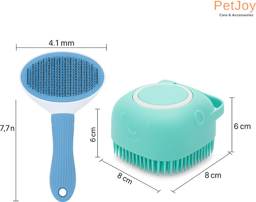 PetJoy Pets Grooming Combo Slicker & Bath Brush for Dogs & Cats |Pack of 2| Basic Comb Plain/ Bristle Brushes for  Dog, Cat