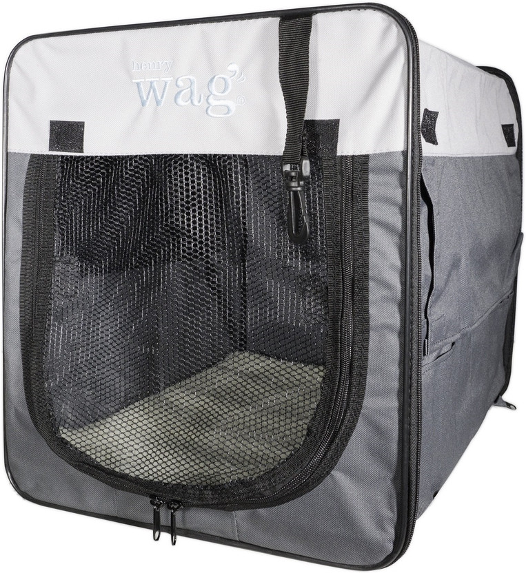 henry wag Folding Fabric Travel Pet Crate - Large | pet crate | pet crate for travel Soft Crate Pet Crate